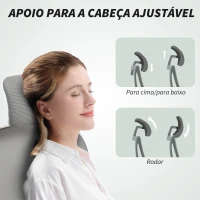 HOMCOM Cadeira de Escritório Giratória com Altura Ajustável Apoio para a Cabeça e Suporte Lombar Ajustáveis 58x63x115-125 cm Cinza(m-6)