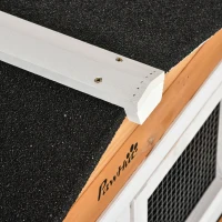 PawHut Kaninchenstall aus Holz kleiner Auslauf Tier-Villa für Kaninchen auf Rollen 2 Etagen 3 herausnehmbare Schubladen gelb(m-5)