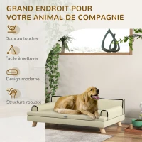 PawHut Canapé pour chien chat design scandinave coussin moelleux amovible pieds bois massif 100 x 62 x 32 cm beige(m-7)