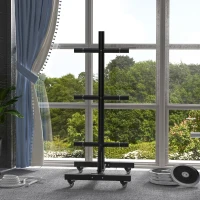 SPORTNOW Hantelscheibenablage, 6 Tragarme, 2 Hülsen für Hantelstangen, bis 200 kg, Stahl, 70 x 60 x 135 cm, schwarz(m-7)