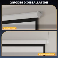 HOMCOM Écran de projection motorisé 120 Pouces, 4K HD électrique, montage mural ou plafond, panneau de commande et télécommande(m-8)