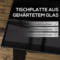 Outsunny Gartentisch für 6 Personen, wetterbeständig, gehärtetes Glas, Terrassentisch, 150 cm x 90 cm x 74 cm, Schwarz(m-4)