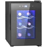 HOMCOM Weinkeller 6 Flaschen 17L Hochleistung Temperatur einstellbar 8-18° mit LED-Licht Touchpanel Schwarz(m-6)