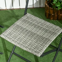 Outsunny 3-tlg. Gartensitzgruppe, 2 Klappstühle, 1 Klapptisch, Rattanoptik, Metallrahmen, hellgrau(m-9)