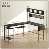HOMCOM Modularer Schreibtisch, Eckschreibtisch mit Steckdose und USB-Anschluss, Industriestil Aufbewahrungsregale und Tastaturablage, Schwarz(m-3)