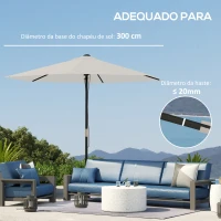 Outsunny Toldo de Substituição para Chapéu de Sol de 3m com Ventilação Superior Proteção UV 30+ para Exteriores Creme(m-5)
