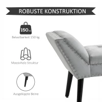 HOMCOM Polsterbank Sitzbank Klavierbank Pianobank mit Samtoptik Bettbank für Schlafzimmer Wohnzimmer, Flur, Gummiholz Hellgrau 114 x 46 x 56 cm(m-6)