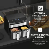 HOMCOM Friggitrice ad Aria 8L con Timer e Temperatura Regolabile, in Acciaio e Plastica, 38.8L x 36.3x31.1 cm, Nero(m-6)