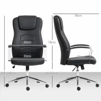 HOMCOM Fauteuil de bureau en simili cuir, réglable en hauteur, dossier rembourré, noir(m-3)