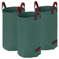 Outsunny Gartensack 3x120L wasserdicht Gartenabfallsack mit Griffe, stabil Laubsack UV Schutz Grün(m-1)