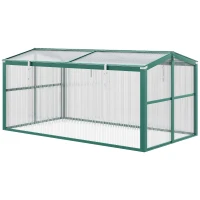 Outsunny Aluminium Polycarbonate Greenhouse Cold Frame Grow House, Openable Top for Flowers and Vegetables, 130x70x61cm(m-11)