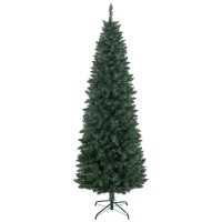 HOMCOM Sapin de Noël Artificiel 210 cm Arbre de Noël Slim avec support en acier pliable, 687 branches épines Vert