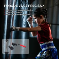 HOMCOM Saco de Boxe de Pé Punching Ball com Altura Ajustável em 4 Níveis 126-144 cm Base Preenchível e Luvas de Boxe para Adultos e Adolescentes Preto(m-5)