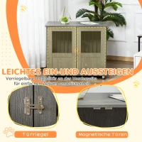 PawHut Hundebox, Haustierbox, Hundehütte mit Schloss, Magnettür, Hundehaus mit Fenster, für große Hunde, 85 x 55 x 75 cm, Grau(m-6)