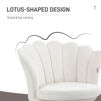 HOMCOM Shell chair vanity chair velvet salon chair with golden metal legs cream(m-5)