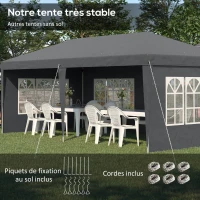 Outsunny Tonnelle pop-up pliante - tente de réception - 3 x 6 m 3 cotés démontables gris(m-5)