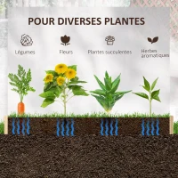 Outsunny Jardinière en bois carré potager de jardin sans fond facile à assembler 100 x 100 x 16 cm en bois massif bois naturel(m-6)