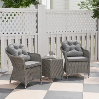 Outsunny Three-Piece Super Padded Rattan Set - Light Grey(m-2)