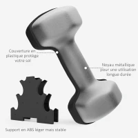 SPORTNOW Ensemble d'haltères hexagonale avec support d'haltères, pour la musculation, 2 x 1kg, 2 x 2kg, 2 x 3kg(m-6)