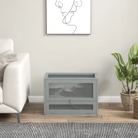 PawHut Cage pour hamsters souris petits rongeurs multi-équipements rampe plateformes toit ouvrant grillagé 60 x 35 x 42 cm gris(m-9)