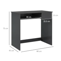 HOMCOM Compact Computer Desk with Keyboard Tray and Drawer, Study Desk, Writing Desk for Home Office, Grey(m-3)