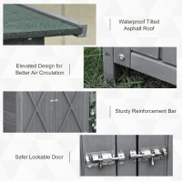 Outsunny 139 x 75 Fir Wood Garden Shed, with Asphalt Roof - Grey(m-5)