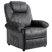 HOMCOM Sillón Relax Reclinable Manual Sillón Relax de Terciopelo con Reposabrazos Reposapiés Acolchado Grueso Negro(m-10)