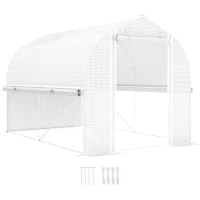 Outsunny Serre tunnel en polytunnel 3 x 2 x 2 m avec parois latérales à enrouler, couverture en plastique résistant aux UV et cadre en acier galvanisé, Blanc(m-6)