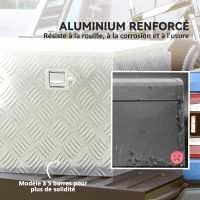 HOMCOM Boîte à outils pour remorque boîte de rangement en aluminium verrouillable en forme trapézoïdal 73,7 x 41 x 46 cm argent(m-4)