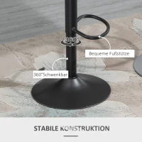 HOMCOM Barhocker 2er-Set, Lederoptik, drehbar, höhenverstellbar, Fußstütze, Metallrahmen, 47 x 52 x 87-109 cm, Grau(m-6)