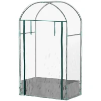 Outsunny Mini serre de jardin serre balcon avec sac de plantation et housse en plastique renforcé, porte enroulable, transparente(m-1)