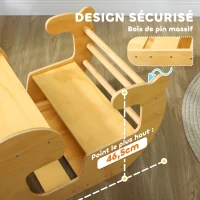 AIYAPLAY Arche d'escalade pour enfants, table à jouets pour enfants 18-48 mois, design 2 en 1, charge max. 50 kg, bois naturel(m-6)