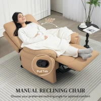 HOMCOM 140° Manual Reclining Armchair, with Footrest - Light Brown(m-4)