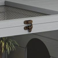 PawHut Wooden Tortoise House with Storage Cabinet, Openable Top, Lamp Holder, Windows, Light Grey(m-9)