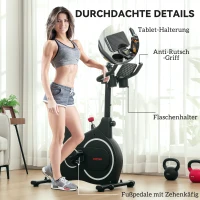 SPORTNOW Heimtrainer Fahrrad, Fitness-Bike mit LCD-Monitor, Tablet-Halter, Flaschenhalter, bequemer Sitz, kompakt, Schwarz(m-8)