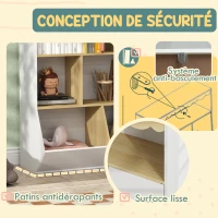 AIYAPLAY Bibliothèque enfant rangement livre enfant meuble de rangement pour jouets avec 4 étagères, 2 casiers et placard(m-5)