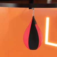 HOMCOM Punching Ball Poire de Vitesse Boxe avec Support Plateau tournant + Pompe Hauteur Réglable Rouge Noir(m-9)