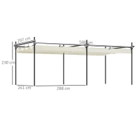 Outsunny Pérgola com Teto Retrátil de Alumínio 588x297x230 cm Pérgola com Tecido de Poliéster Anti UV Pérgola de Jardim Creme(m-3)