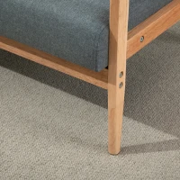 HOMCOM Sofa 2 Sitzer, 115 cm Couch mit Armlehnen, Rückenlehne, Kleine Polstersofa mit Leinenoptik, Holzbeine, Gepolstert Loungesofa für Wohnzimmer, Schlafzimmer, Dunkelgrau(m-9)