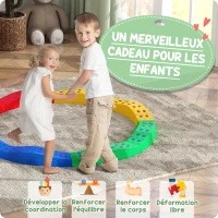 AIYAPLAY Poutre d'équilibre pour enfants 8 pierres de pas ondulées avec surface exturée antidérapante et tapis de fond(m-4)