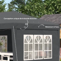 Outsunny Tonnelle pop-up pliante - tente de réception - 3 x 6 m 3 cotés démontables gris(m-6)