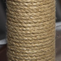 PawHut Table d'appoint pour chat maison chat meuble chat table d'appoint centre d'activités avec hamac et griffoirs - 79 x 59 x 45,5 cm gris(m-7)