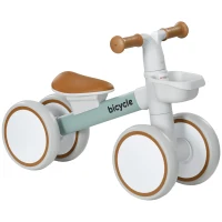 AIYAPLAY Draisienne vélo Enfant 4 roues selle réglable, guidon ergonomique alliage alu. PP, enfant 1 à 3 ans - Gris Marron vert(m-10)