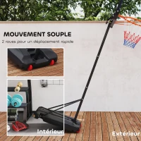 AIYAPLAY Panier de basket pour enfants, hauteur réglable de 210-260 cm extérieur et intérieur avec roues, base de lestage, bleu(m-6)