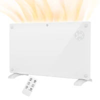 HOMCOM Elektrischer Heizkörper Boden- oder Wandmontage 1500W LED-Display, 24-Stunden- oder wöchentlicher Timer, Thermostat, Fernbedienung(m-1)