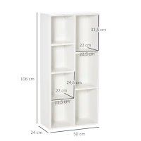 HOMCOM Aufbewahrungsregal Bücherregal Regal 7 Würfel für Innenraum, Wohnzimmer, Schlafzimmer - 50B x 24T x 106H cm, weiß(m-3)