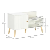 HOMCOM Schuhbank mit Schrank, Nische und Oberfläche mit synthetischem Bezug 80 x 33 x 49 cm Weiß(m-3)