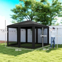 Outsunny 3 x 3 m Pop Up Gazebo, 420D Garden Tent Canopy with Removable Mesh Sidewall Netting, Carry Bag for Garden Patio Outdoor, Black(m-3)