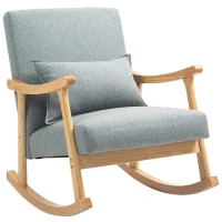 HOMCOM Poltrona Baloiço Moderna Poltrona de Amamentação com Almofada Lombar e Base de Madeira 65x87x84 cm Cinza Claro(m-9)