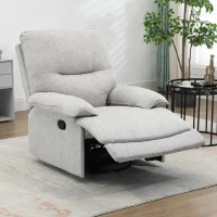 HOMCOM Sofá Reclinable Manual Sillón Relax Tapizado en Tela Reposapiés Carga 160 kg para Personas 150-190 cm 89x98x101 cm Gris(m-7)